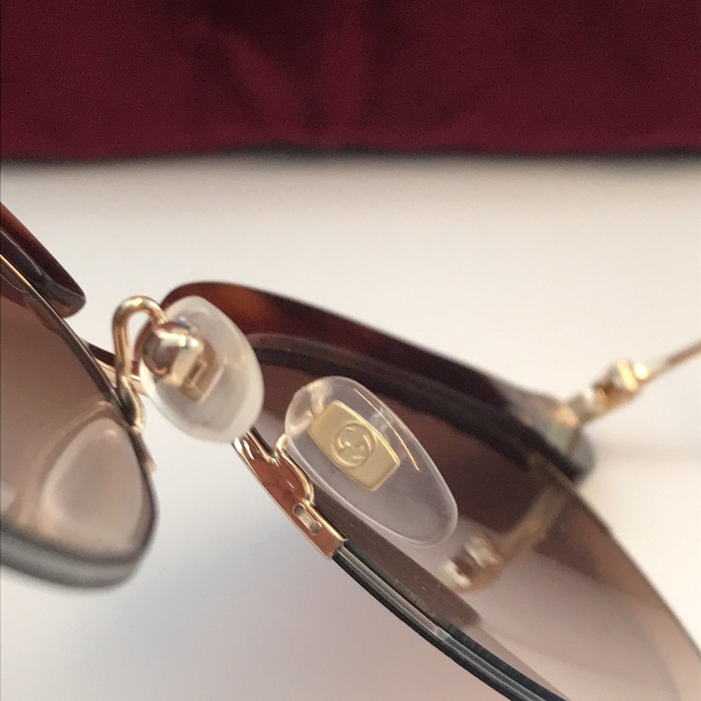 New Authentic Gucci Pearl-Embellished Sunglasses - Brown GG0212s 002 - Picture 6 of 12